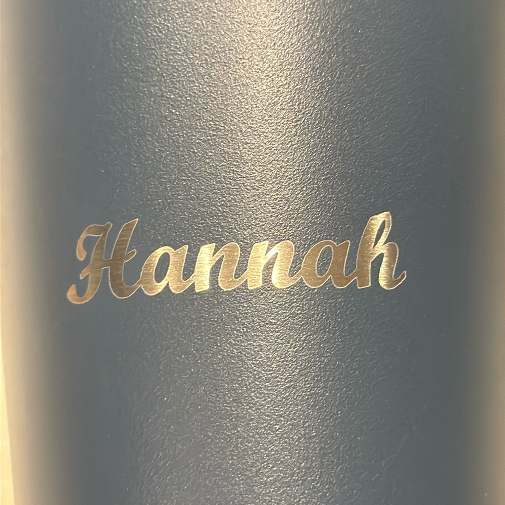 Yeti Blue Tumbler with Gold Text